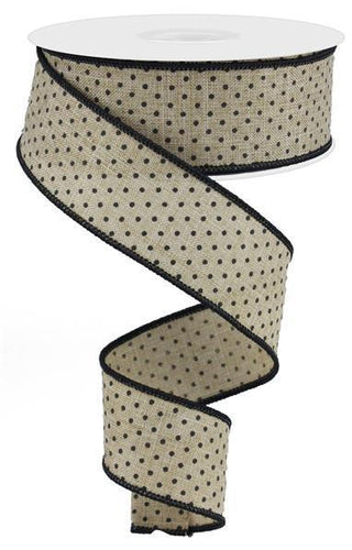 RIBBON | 1.5"X10YD | RAISED SWISS DOTS | ON ROYAL | BEIGE/BLACK | RG01685X4