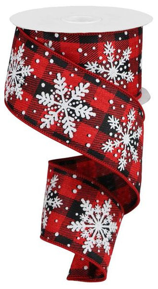 RIBBON | 2.5" X 10YD | GLITTER SNOWFLAKES | ROYAL | RED/BLACK/WHITE/SILVER | RG01764A9