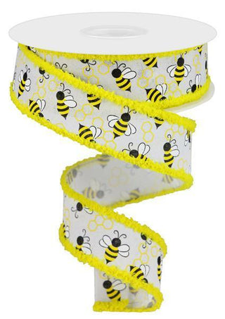 RIBBON | 1.5" X 10 YD | MINI BEES W/DRIFT | YELLOW/WHITE | RG0812527