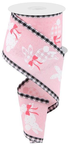 RIBBON | 2.5"X10YD | BUNNIES ON ROYAL | CHECK | PALE PINK/WHITE/PINK | EASTER | RG0894215