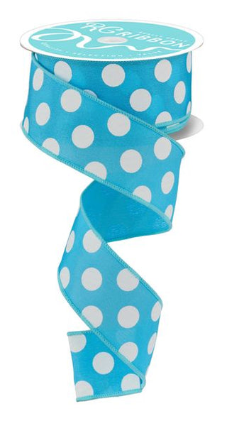 RIBBON | 1.5"X10YD | LARGE POLKA DOT | BLUE/WHITE | RG158603