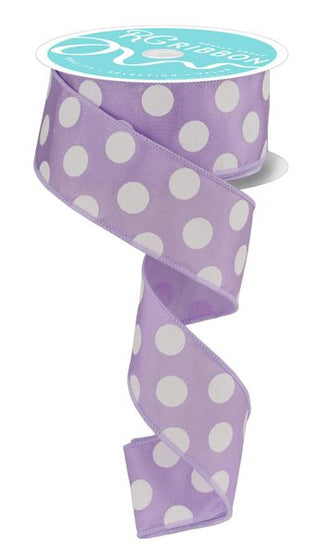 RIBBON | 1.5"X10YD | LARGE POLKA DOT | LAVENDER/WHITE | RG158613
