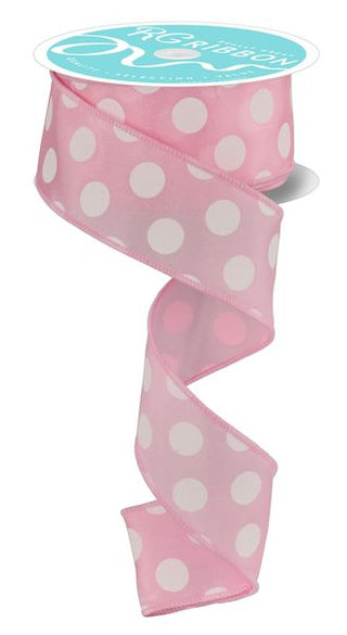 RIBBON | 1.5"X10YD | LARGE POLKA DOT | PINK/WHITE | RG158622