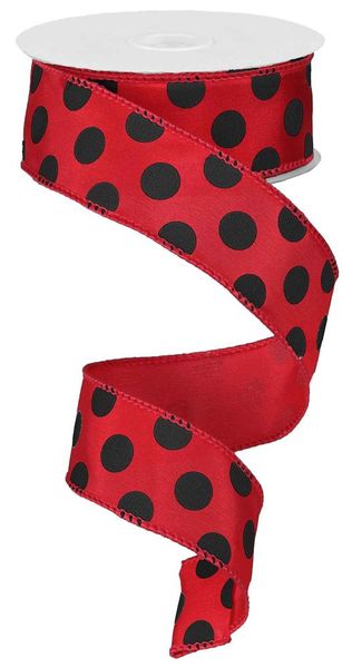 RIBBON | 1.5"X10YD | LARGE POLKA DOT | RED/BLACK | RG1586MA