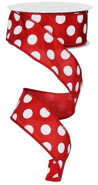 RIBBON | 1.5"X10YD | LARGE POLKA DOT | RED/WHITE | RG158724