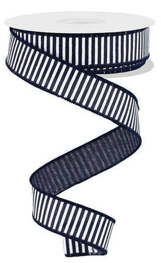 RIBBON | 7/8"X10YD HORIZONTAL STRIPES/ROYAL | NAVY BLUE/WHITE | RG778019