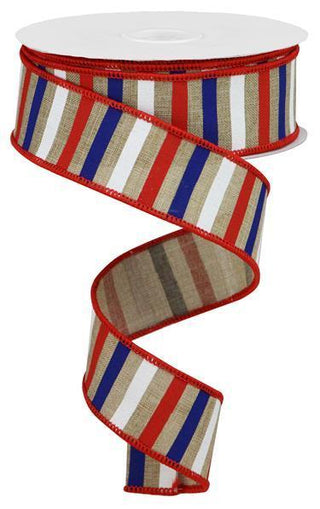 RIBBON | 1.5" X 10YD | ON ROYAL | RED, WHITE AND BLUE | STRIPE | RGA1204A1