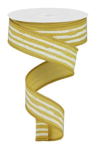 RIBBON | 1.5"X10YD | IRREGULAR STRIPES | ON ROYAL | MUSTARD/CREAM | RGA1381T6