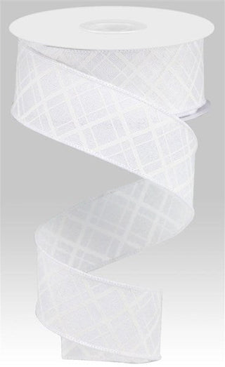 RIBBON | 1.5"X10YD | THICK/THIN | DIAGONAL CHECK | WHITE/WHITE | RGA150527