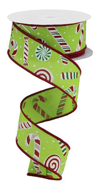 RIBBON | 1.5"X10YD 3 COLOR 3-IN-1 ROYAL BURLAP | LIME GREEN/RED/WHITE/GREEN | RG0160104