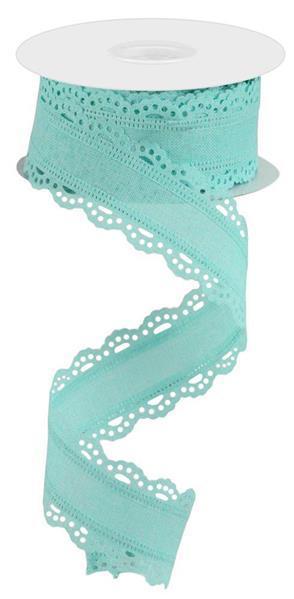 RIBBON | 1.5"X10YD | SCALLOPED EDGE | ROYAL BURLAP | ICE BLUE | RGC1302RM