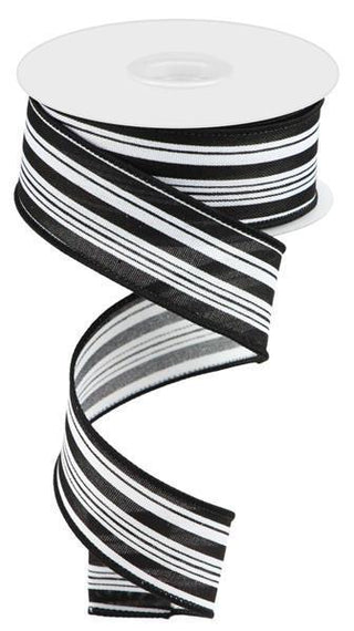 RIBBON | 1.5"X10YD VERTICAL STRIPE | ROYAL | WHITE/BLACK | RGC149927