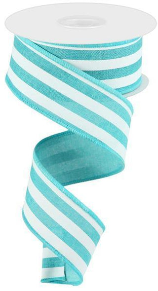 RIBBON | 1.5"X10YD VERTICAL STRIPE | LT TEAL/WHITE | RGC1562A6