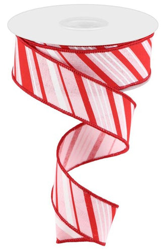 RIBBON | 1.5"X10YD PEPPERMINT STRIPES | PINK/RED/WHITE | RGC158415