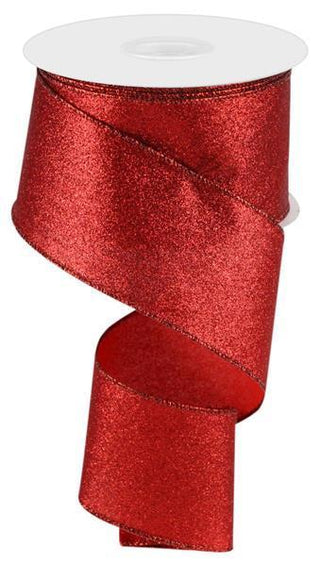 RIBBON | 2.5"X10YD | SHIMMER GLITTER | RED | RGC159724