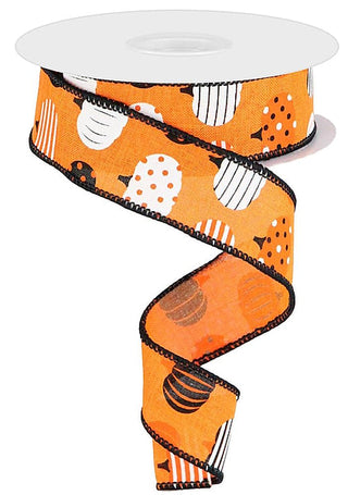 RIBBON | 1.5"X10YD | PATTERNED PUMPKINS | ORANGE/BLACK/WHITE | RGC170420