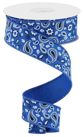 RUBAN | 1,5"X10YD | BANDANA | TISSAGE DIAGONALE | BLEU ROYAL/BLANC/NOIR