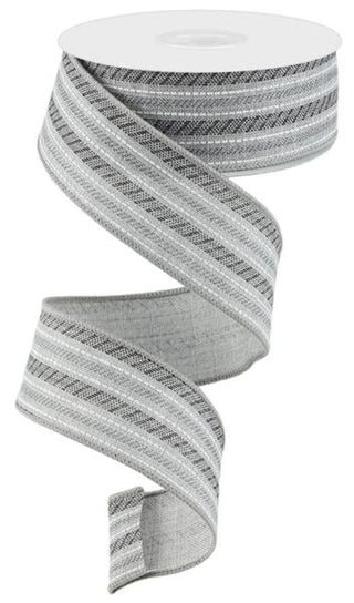 RIBBON | 1.5"X10YD | SLASH STRIPE | BLACK/GREY/WHITE/LT. GREY | RGC195110