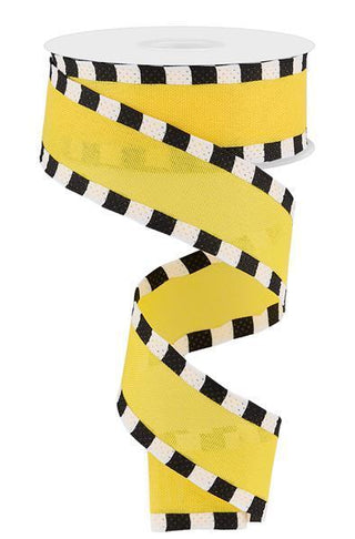 RIBBON | 1.5"X10YD FAUX ROYAL BURLAP/STRIPE | YELLOW/BLACK/WHITE | RGC8134CJ