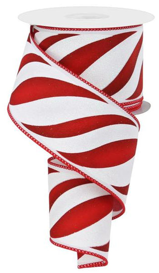 RIBBON | 2.5" X 10 YD | CANDY STRIPE | RED/WHITE | WINTER | CHRISTMAS | RGE1048