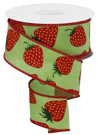 RIBBON | 1.5"X10YD | STRAWBERRIES | BRIGHT GREEN/YELLOW/RED | RGE1052H2