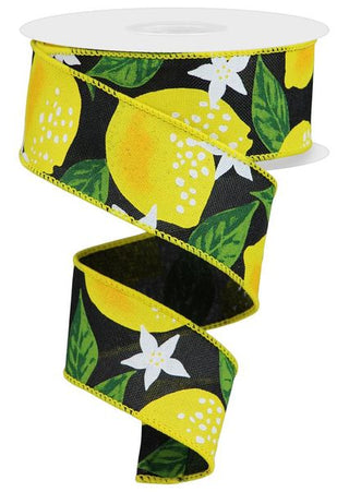 RIBBON | 1.5"X10YD | LEMONS ON ROYAL | BLACK/WHT/YELL/GN | RGE114102