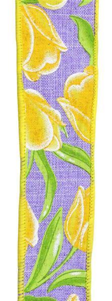 RIBBON | 1.5"X10YD | TULIPS | ON ROYAL | MULTICOLOR | LAVENDER/WHITE | RGE114613