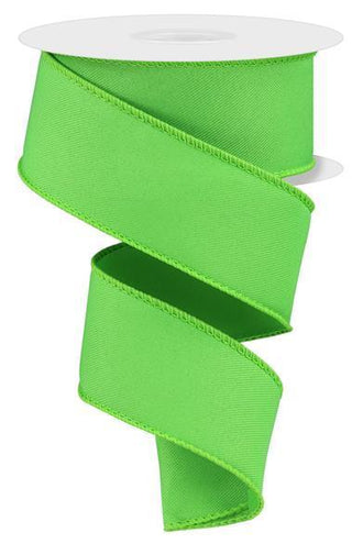 RIBBON | 1.5"X10YD | DIAGONAL WEAVE | ON FABRIC | LIME GREEN | RGE120259