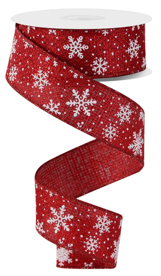 RIBBON | 1.5"X10YD | METALLIC PLAID | SNOWFLAKES | RED/WHITE | WINTER| CHRISTMAS | RGE130224