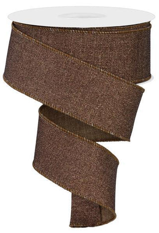 RIBBON | 1.5"X10YD FINE GLITTER ON ROYAL | BROWN | RGE138004