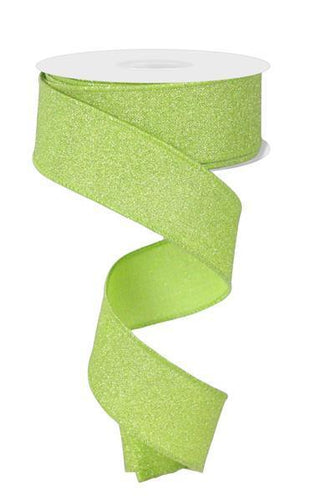 RIBBON | 1.5"X10YD FINE GLITTER ON ROYAL | LIGHT GREEN/BRIGHT GREEN | RGE138009