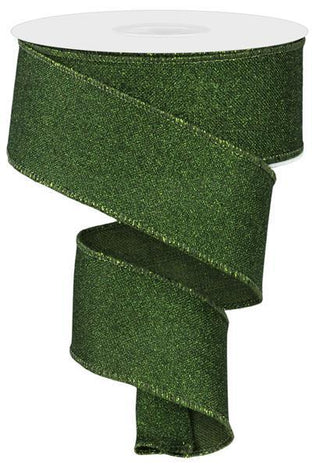 RIBBON | 1.5"X10YD | FINE GLITTER | ON ROYAL | MOSS GREEN | RGE138052