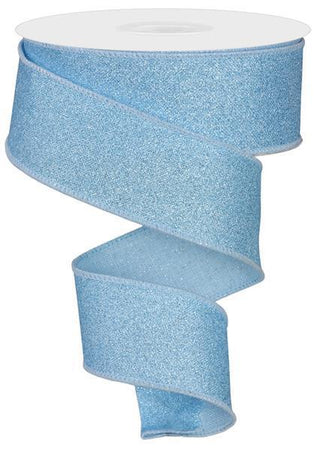 RIBBON | 1.5"X10YD FINE GLITTER ON ROYAL | PALE BLUE | RGE1380H1