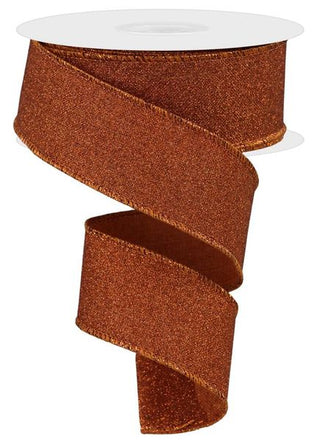 RIBBON | 1.5"X10YD | FINE GLITTER ON ROYAL | PUMPKIN | RGE1380TC
