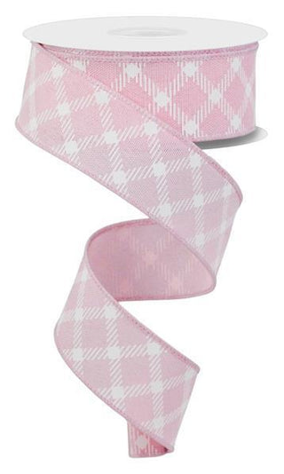 RIBBON | 1.5"X10YD DIAMND CHECK/FAUX ROYAL BURLAP | PINK/WHITE | RGE161022