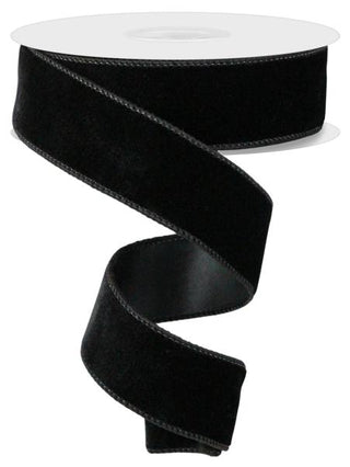 RIBBON | 1.5"X10YD DELUXE VELVET/SATIN BACK | BLACK | RGE165802