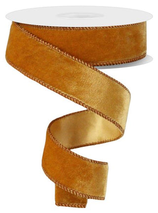 RIBBON | 1.5"X10YD DELUXE VELVET/SATIN BACK | ANTIQUE GOLD | RGE165872