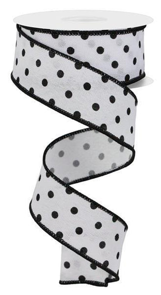 RIBBON | 1.5"X10YD | SMALL POLKA DOT | WHITE/BLACK | RGE174327