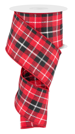 RIBBON | 2.5"X10YD | WOVEN PLAID| BLACK/RED/WHITE | WINTER | RGE1942