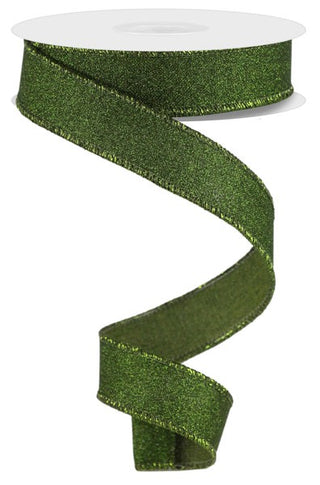 RIBBON | 7/8"X10YD FINE GLITTER ON ROYAL | MOSS GREEN | RGE738052