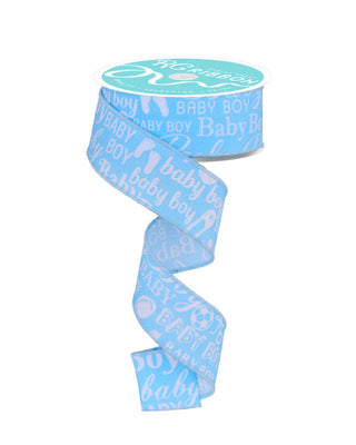 RIBBON | 1.5"X10YD | BABY BOY | LT. BLUE/WHITE | BABY BOY | RGF140014