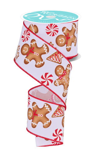 RIBBON | 2.5"X10YD GINGERBREAD | WHITE/BRN/RED/GRN | RGF140527