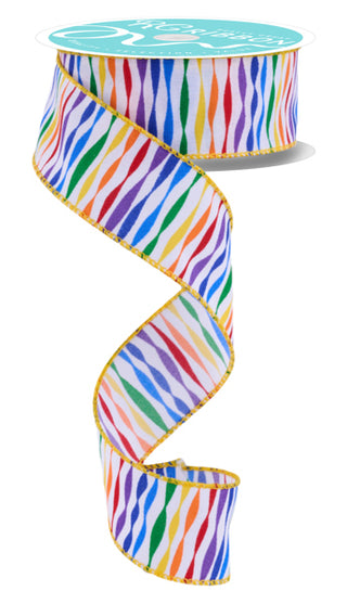 RIBBON | 1.5"X10YD | RAINBOW TWISTED STRIPE | WHITE/MULTI | RGF142027