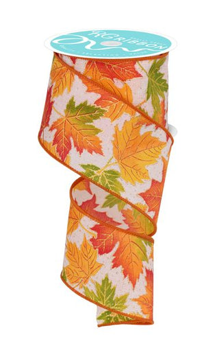 RIBBON | 2.5"X10YD | AUTUMN LEAVES | OR/YELLOW/GREEN | RGF1471