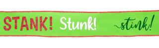 RIBBON | 2.5"X10YD | STINK STANK STUNK | VELVET LIME/RED/WHITE/EMERALD | RGF148033