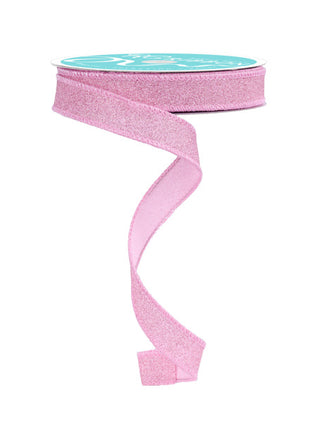RIBBON | 5/8"X10YD FINE GLITTER ON ROYAL | LIGHT PINK | RGF151615