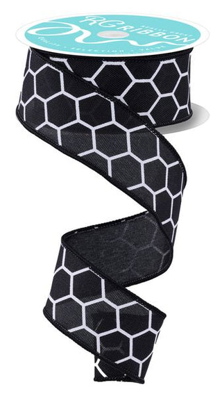 RIBBON | 1.5"X10YD | HONEYCOMB | BLACK/WHITE | RGF159002