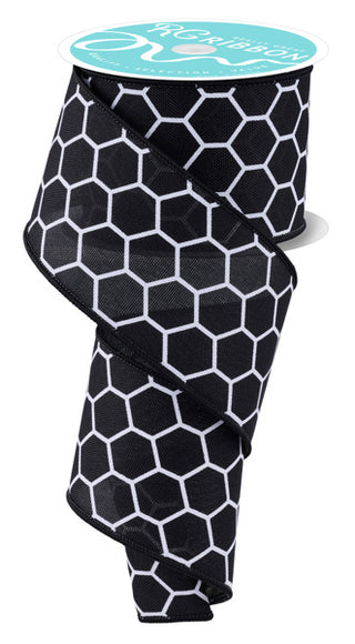 RIBBON | 2.5"X10YD | HONEYCOMB | BLACK/WHITE | RGF159102