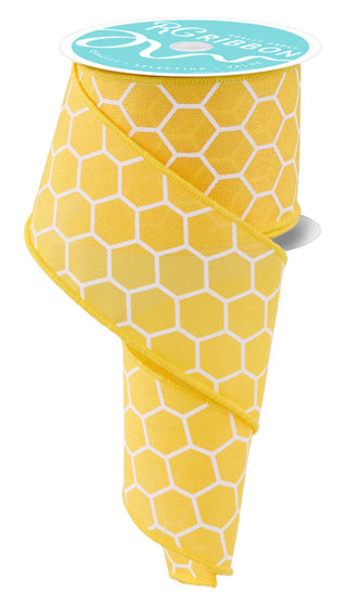 RIBBON | 2.5"X10YD | HONEYCOMB | YELLOW/WHITE | RGF159129