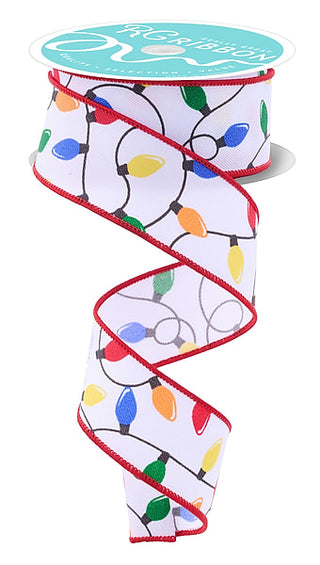 RIBBON | 1.5"X10YD CHRISTMAS LIGHTS | Wht/Red/Ylw/Blue/Grn | RGF16024T